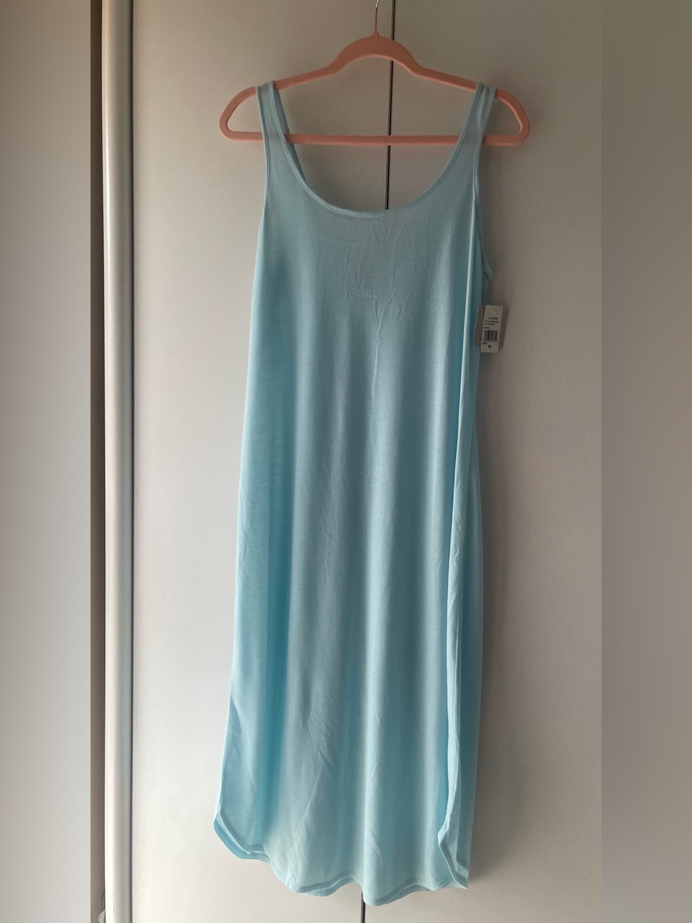 Natori Blue Tank Slip Maxi Dress Sleeveless Lounge Nightgown Size M NWT